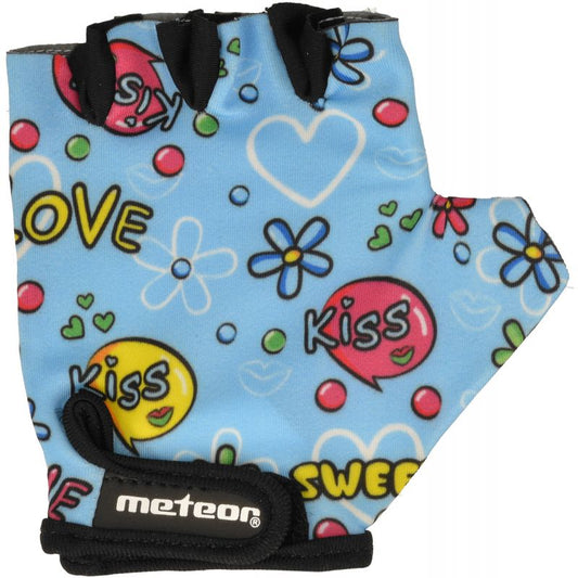 Cycling gloves Meteor Junior Kiss Love blue do not exhibit