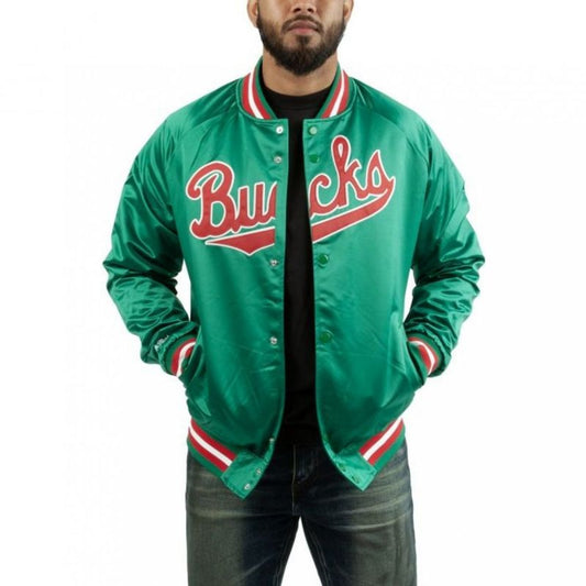 Mitchell &amp; Ness NBA Milwaukee Bucks Lightweight Jacket M STJKMG18013-MBUDKGN