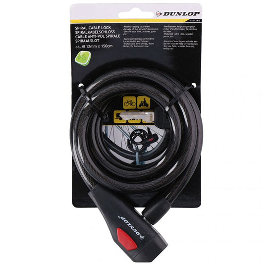 Dunlop spiral cable lock bicycle lock 12 mm 150 cm ST 75570